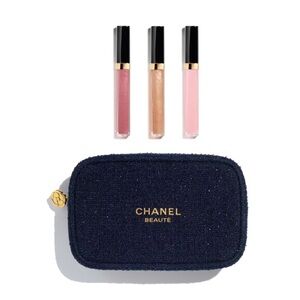 CHANEL Limited Edition Holiday 2025- 3 Lipgloss Shades With Cosmetic Pouch NWOT